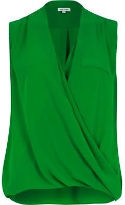 River Island Green wrap front sleeveless blouse