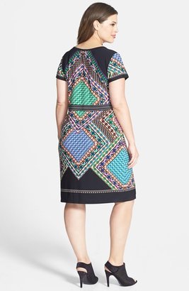 Calvin Klein Short Sleeve Print Matte Jersey Dress (Plus Size)