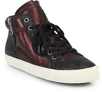 Ash Bis Lace-Up Metallic Leather Sneakers