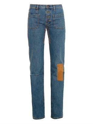 Saint Laurent Patchwork straight-leg jeans