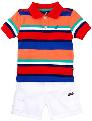 Nautica Striped Polo Shirt & Short Set (Baby Boys)