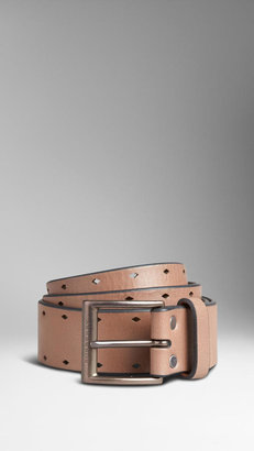 Burberry Punch-Detail Leather Belt