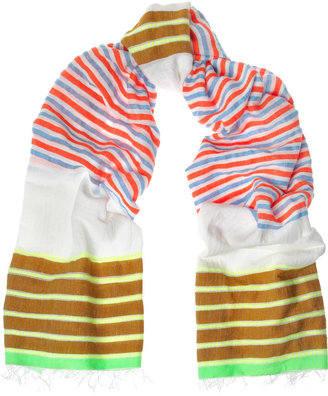 Lemlem Konjo neon striped cotton-blend scarf