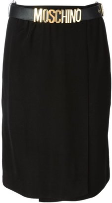 Moschino logo belted skirt