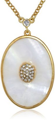 T Tahari Essentials" Oval Pave White Pendant Necklace, 18"