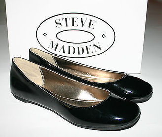 Steve Madden NIB Women's 6 6.5 7.5 8 8.5 10 Black Patent Ballet Flats Shoes