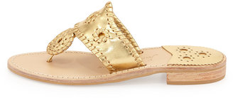 Jack Rogers Hamptons Whipstitch Thong Sandal, Gold