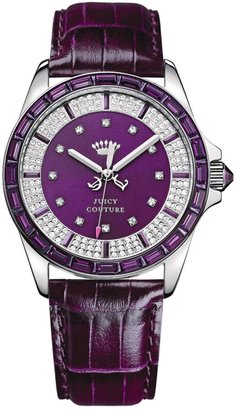 Juicy Couture Ladies Stella Purple Leather Strap And Crystal-Set Dial Watch