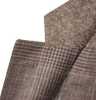 Canali Brown Checked Wool and Silk-Blend Blazer