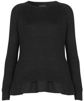 Topshop Womens Woven Hem Sweater - Black