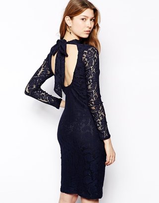 Pearl Long Sleeve Lace Dress with Scoop Back