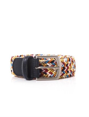 Andersons Leather-trimmed elasticated woven belt