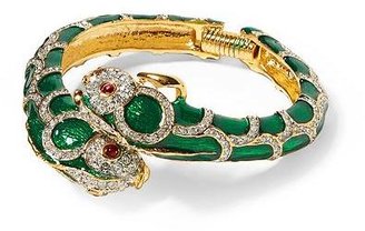 Kenneth Jay Lane Gold With Green Enamel and Crystals Koi Fish Bracelet
