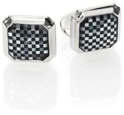 David Donahue Sterling Silver, Onyx & Mother of Pearl Cuff Links
