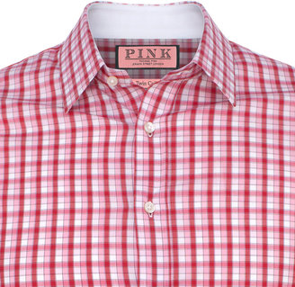 Thomas Pink Laces Check Super Slim Fit Button Cuff Shirt