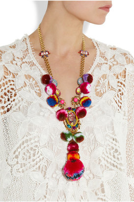 Swarovski MARIO TESTINO FOR MATE by VICKISARGE gold-plated, crystal and pompom necklace