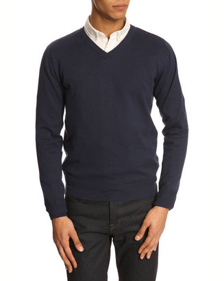 Menlook Label J16 Navy Blue V-neck Sweater