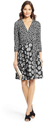 Diane von Furstenberg Jewel Silk Combo Pleated Wrap Dress