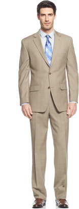 MICHAEL Michael Kors Suit Tan Sharkskin Plaid Big and Tall