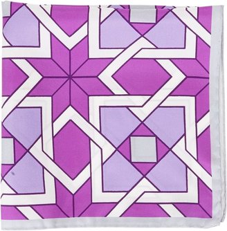 Barneys New York Geometric-Print Pocket Square-Pink