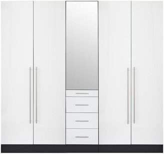 Consort Furniture Limited Palermo 5-Door, 3-Drawer Mirrored Wardrobe