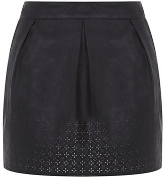 Dorothy Perkins Petite black leather look skirt