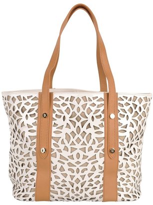 Sondra Roberts Leather and Linen Tote