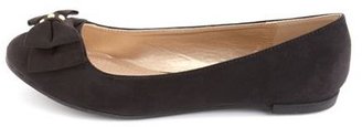 Charlotte Russe Sueded Double Bow Ballet Flat