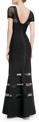 Herve Leger Gweneth Gown with Mesh Inserts