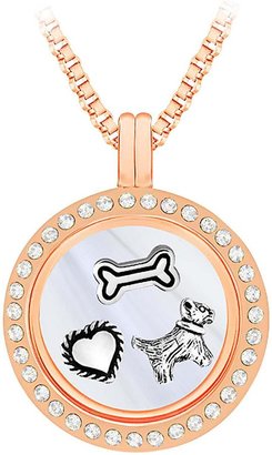 Treasure Charms Rose Gold PLated and Crystal Set 25mm Charm Locket on 24 inch Box Chain