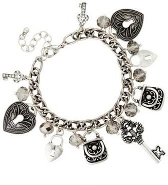 Butterfly by Matthew Williamson Antique silver multi charm and facet bead bracelet