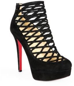 Christian Louboutin Berlinissimo Suede Cage Platform Ankle Boots