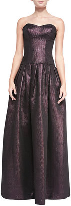 Black Halo Eve Aspen Drop-Waist Shimmery Brocade Gown