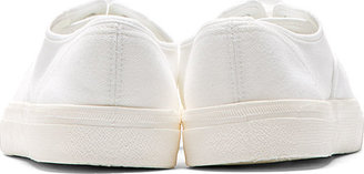 Comme des Garcons Homme Plus White Punctured Canvas Low-Top Sneakers