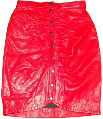 Paul & Joe Red Leather Skirt