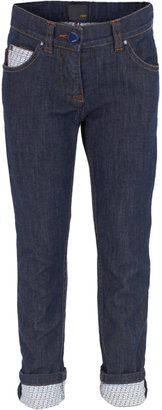 Fendi Indigo Branded Turn-Up Jeans