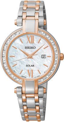 Seiko Tressia Womens Diamond Rose-Tone Stainless Steel Solar Watch SUT184