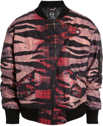 McQ Tiger Tartan-print satin-twill bomber jacket