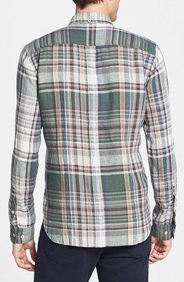 7 For All Mankind Trim Fit Plaid Oxford Linen Sport Shirt