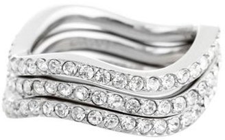 DKNY Silver triple band diamante ring