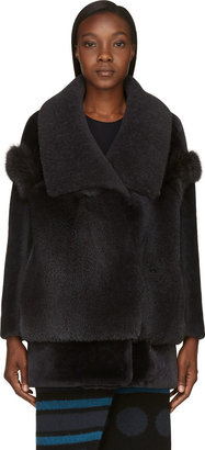 Burberry Grey Shearling & Fox Fur Coat
