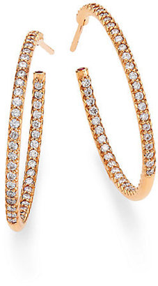 Roberto Coin Diamond & 18K Rose Gold Inside-Outside Hoop Earrings/1.15"