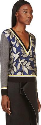 Marni Blue & Grey Patterned Jacquard Sweater
