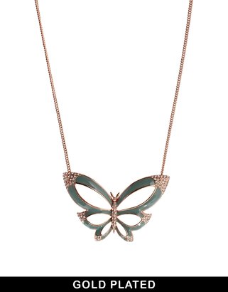 Pilgrim Rose Gold Plated Butterfly Charm Necklace