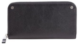 Balenciaga black leather zip around wallet