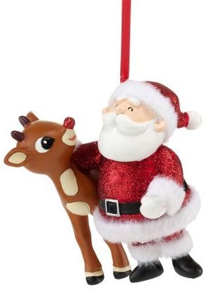 Department 56 Rudolph Glitter Santa and Rudolph Ornament, 3.25-Inch