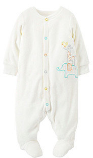Carter's Baby Ivory Circus Animal Embroidered Terry Footie