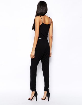 ASOS Belted Wrap Front Plunge Cami Jersey Jumpsuit