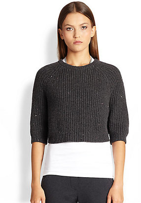 Brunello Cucinelli Cropped Cashmere & Silk Sequin Sweater