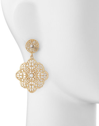 Lydell NYC Cutout Floral Crystal Drop Earrings